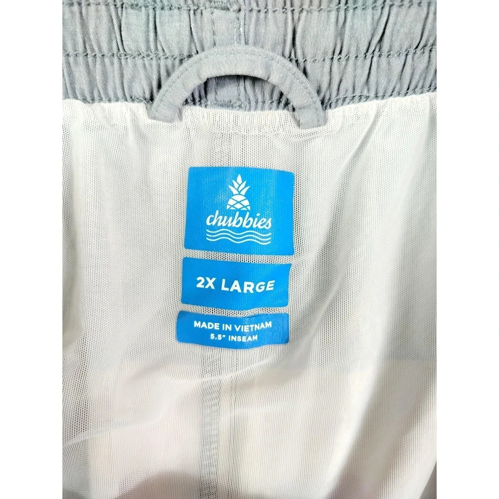 Chubbies Swim Trunks Shorts Mens 2XL Gray Pastel‎ Stripe 5.5 Inseam Drawstring